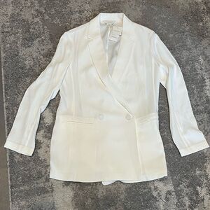 Club Monaco Ivory Double-Breasted Blazer